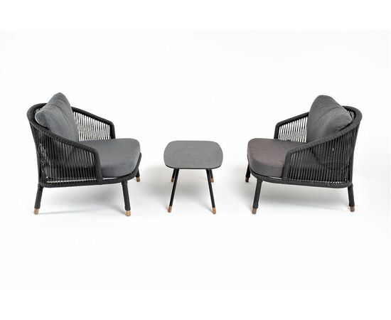 "Лугано" лаунж-зона 5-местная плетеная из роупа (веревки), каркас алюминиевый темно-серый, роуп темно-серый, изображение 22 | Интернет магазин мебели и декора LifeDekor