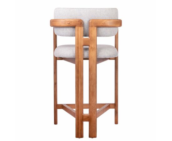 Стул полубарный Rich рогожка бежево-голубая с ножками цвета орех, изображение 2 | Интернет магазин мебели и декора LifeDekor