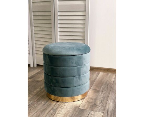 Пуф для гостиной ФРЕД бирюзовый BM-88, велюр / золотой каркас М-City, изображение 3 | Интернет магазин мебели и декора LifeDekor