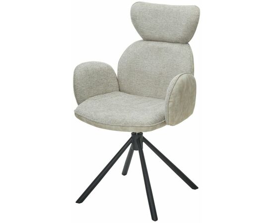 Стул VARDY 360 град.поворот. Brego-31 Бежевый, ткань/ 7525-01 Бежевый, велюр/Черный, ®DISAUR | Интернет магазин мебели и декора LifeDekor