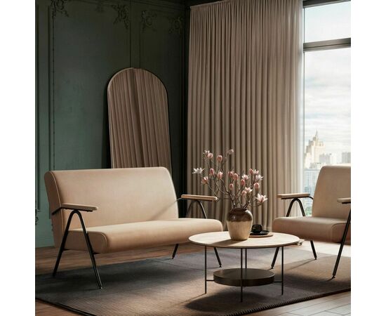 Andy диван двухместный с мягкими подлокотниками, бархат пепельно-бежевый 25, изображение 5 | Интернет магазин мебели и декора LifeDekor