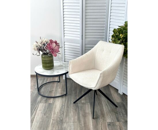 Стул CLOUDS 360 град. поворот. Белый Wales 101, букле/ черный каркас / Товарный знак DISAUR, изображение 6 | Интернет магазин мебели и декора LifeDekor