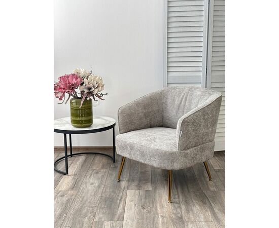 Кресло MUSSELS 3018-03 светло-серый, шенилл / золотой каркас, ®DISAUR, изображение 3 | Интернет магазин мебели и декора LifeDekor