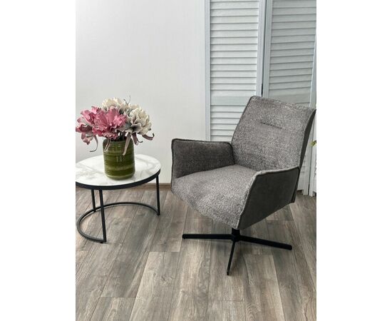 Кресло BELFAST 360 град. XD841-16 Серый, букле/ GINO-457 Серый, ткань/ Черный, ®DISAUR, изображение 3 | Интернет магазин мебели и декора LifeDekor