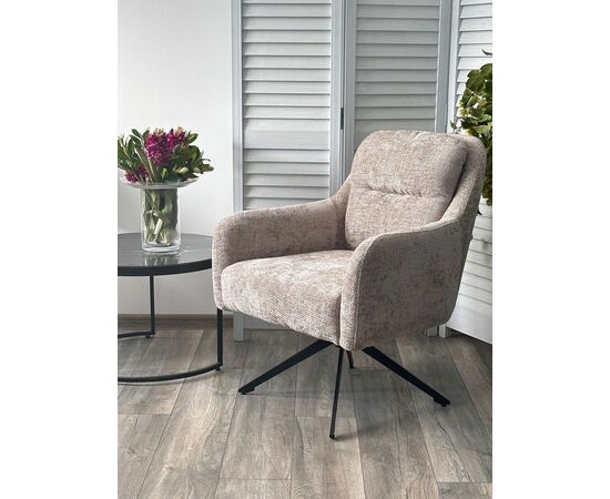 Кресло поворотное SHADE 360 град., ткань HAGA30, цвет светло-бежевый / черный каркас, ®DISAUR, изображение 5 | Интернет магазин мебели и декора LifeDekor