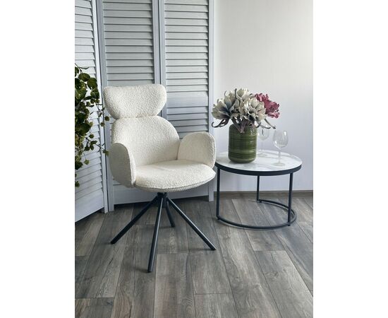 Стул VARDY 360 град.поворот. Белый букле XD841-01 / Серый, ®DISAUR, изображение 2 | Интернет магазин мебели и декора LifeDekor