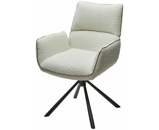 Стул VIRS 360 град. поворот. с возвратом, EDELWEISS#1 белый, букле/ JC531-7 беж/ Черный, ®DISAUR | Интернет магазин мебели и декора LifeDekor
