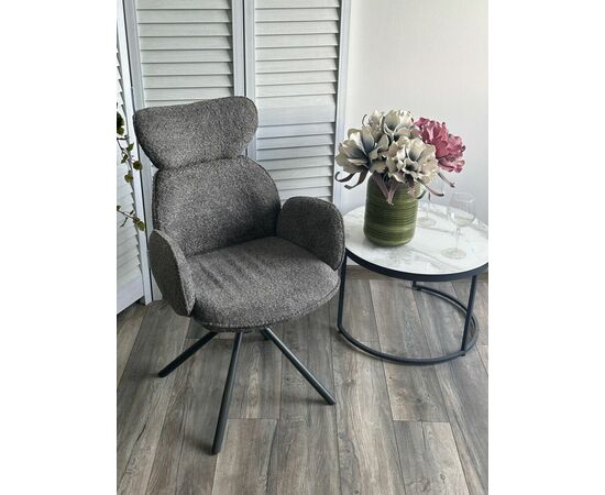 Стул VARDY 360 град.поворот. Темно-серый  букле XD841-16 / Серый, ®DISAUR, изображение 3 | Интернет магазин мебели и декора LifeDekor