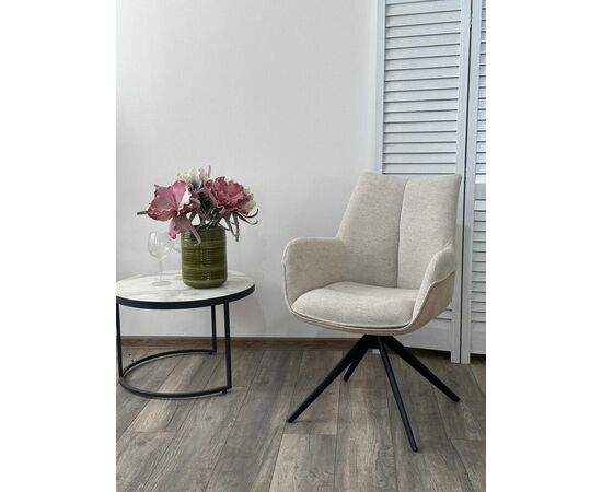 Стул PONTUS 360 град. поворот. KN01-05 Бежевый/ BZ1046-11 Бежевый/ Черный, ®DISAUR, изображение 2 | Интернет магазин мебели и декора LifeDekor