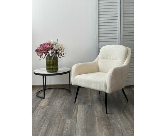 Кресло ARGOS 3018-01 белый, шенилл / черный каркас, ®DISAUR, изображение 3 | Интернет магазин мебели и декора LifeDekor