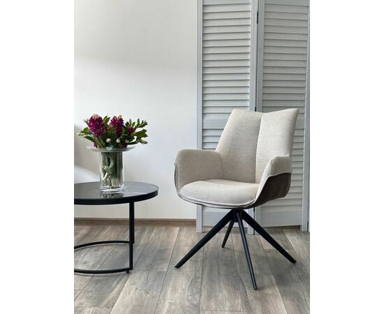 Стул PONTUS 360 град. поворот. KN01-05 Бежевый/ BZ1046-21 Коричневый/ Черный, ®DISAUR, изображение 6 | Интернет магазин мебели и декора LifeDekor