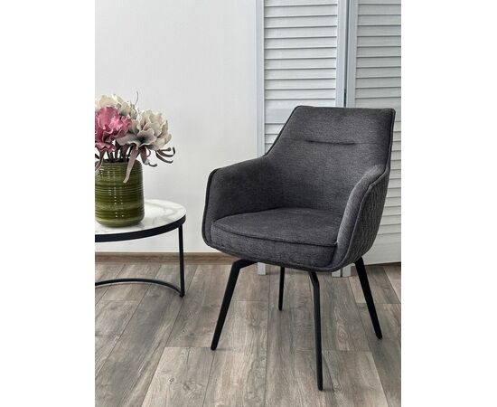 Стул RENLY 180 град. поворот. Brego-16 Темно-серый, ткань / Черный, ®DISAUR, изображение 4 | Интернет магазин мебели и декора LifeDekor