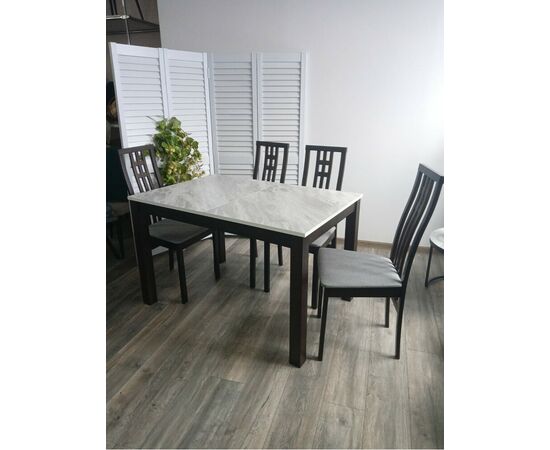 Стол TME-6931 MBH SWEDEN белый мрамор / темный орех  M-City, изображение 2 | Интернет магазин мебели и декора LifeDekor