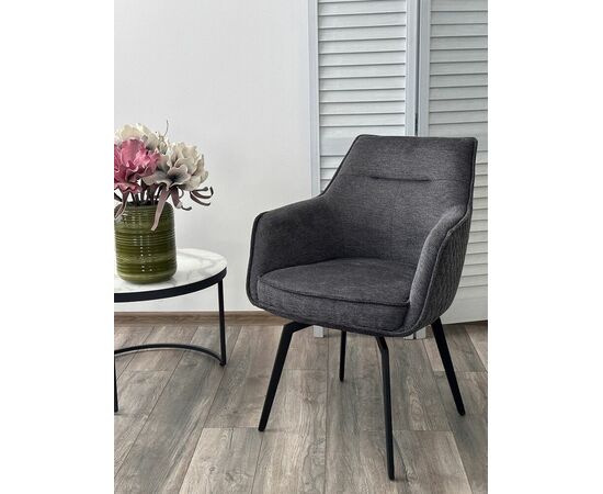 Стул RENLY 180 град. поворот. Brego-16 Темно-серый, ткань / Черный, ®DISAUR, изображение 5 | Интернет магазин мебели и декора LifeDekor