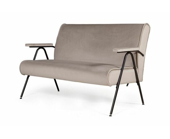 Andy диван двухместный с мягкими подлокотниками, бархат пепельно-бежевый 25 | Интернет магазин мебели и декора LifeDekor