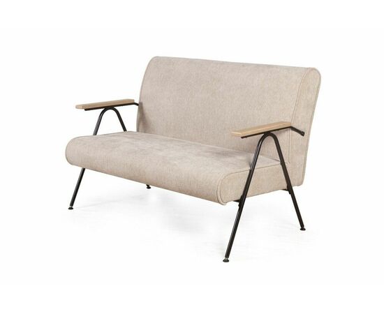 Andy диван двухместный с деревянными подлокотниками, шенилл Shantal beige | Интернет магазин мебели и декора LifeDekor