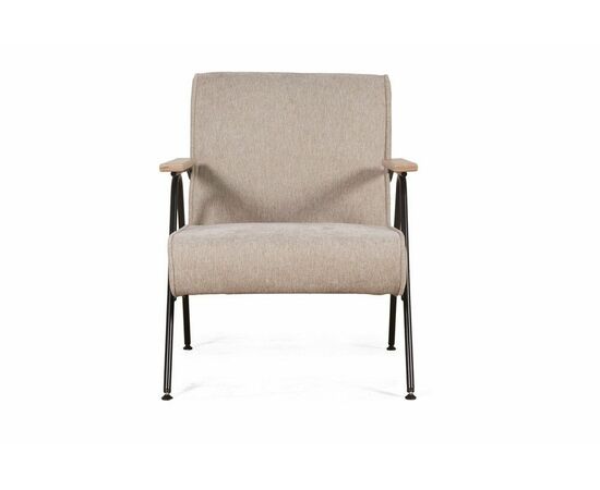 Кресло Andy с деревянными подлокотниками, шенилл Shantal beige, изображение 2 | Интернет магазин мебели и декора LifeDekor