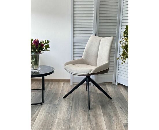 Стул OSKAR 360 град. поворот. KN01-05 Бежевый/ BZ1046-21 Коричневый/ Черный, ®DISAUR, изображение 6 | Интернет магазин мебели и декора LifeDekor