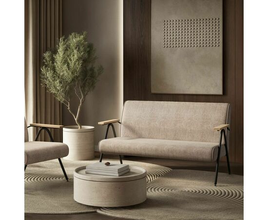 Andy диван двухместный с деревянными подлокотниками, шенилл Shantal beige, изображение 4 | Интернет магазин мебели и декора LifeDekor