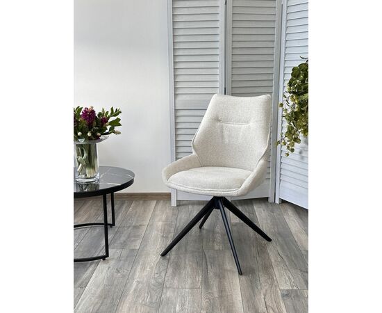 Стул OLAF 360 град. поворот. RAVEN22 Бежево-белый, ткань / Черный, ®DISAUR, изображение 3 | Интернет магазин мебели и декора LifeDekor