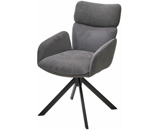 Стул TRIS 360 град. поворот с возвратом, Davis Nowo 92 серый, букле /Point 90 серый/ Черный, ®DISAUR | Интернет магазин мебели и декора LifeDekor