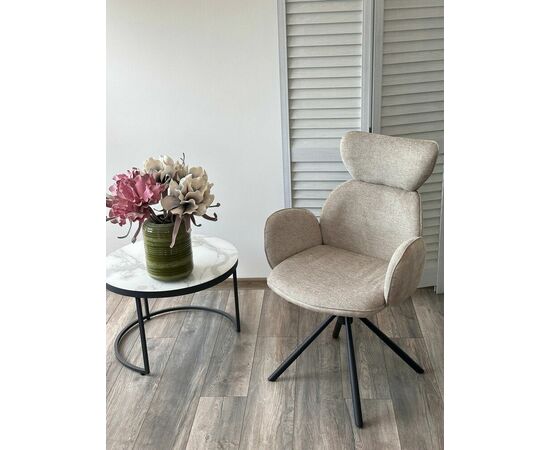 Стул VARDY 360 град.поворот. Brego-31 Бежевый, ткань/ 7525-01 Бежевый, велюр/Черный, ®DISAUR, изображение 3 | Интернет магазин мебели и декора LifeDekor