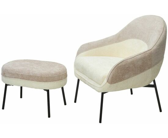 Кресло SION 3018-01 белый / 3018-10 бежевый, шенилл / черный каркас, ®DISAUR, изображение 2 | Интернет магазин мебели и декора LifeDekor