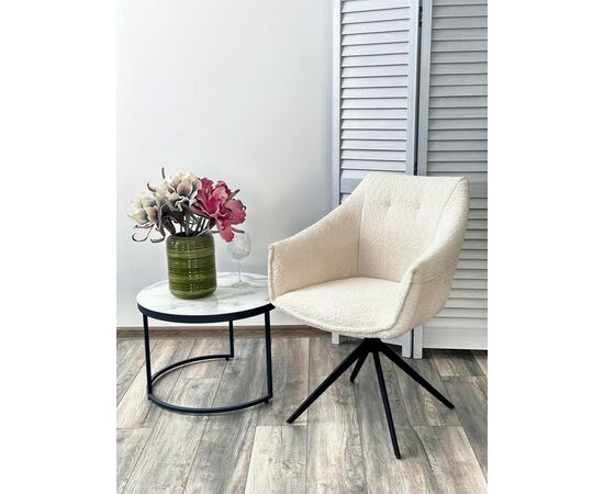 Стул CLOUDS 360 град. поворот. Белый Wales 101, букле/ черный каркас / Товарный знак DISAUR, изображение 4 | Интернет магазин мебели и декора LifeDekor