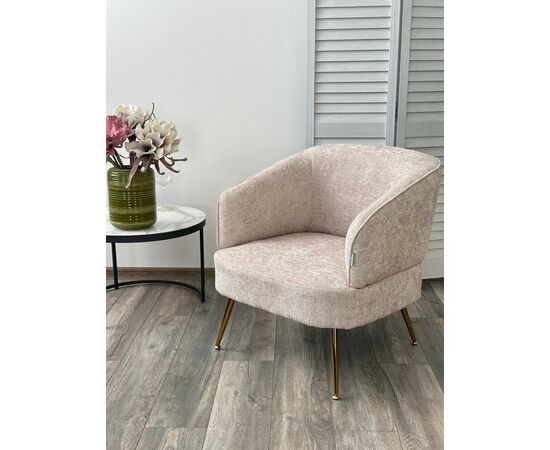 Кресло MUSSELS 3018-10 Бежевый, шенилл / золотой каркас, ®DISAUR, изображение 3 | Интернет магазин мебели и декора LifeDekor