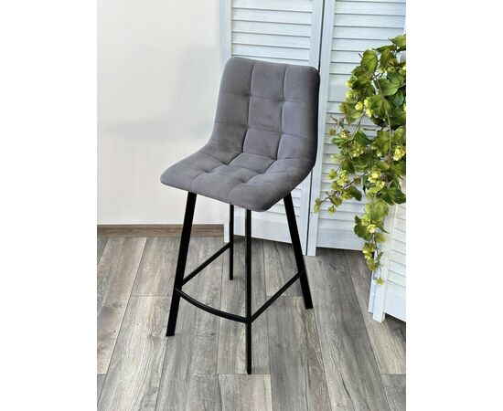 Полубарный стул CHILLI-QB SQUARE серый #27, велюр/ черный каркас (H=66cm) М-City, изображение 3 | Интернет магазин мебели и декора LifeDekor