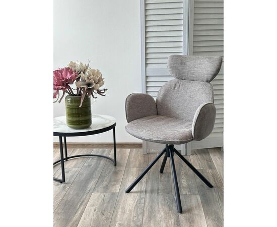 Стул VARDY 360 град.поворот. Brego-07 Серый, ткань/ 7525-180 Серый, велюр/Черный, ®DISAUR, изображение 4 | Интернет магазин мебели и декора LifeDekor