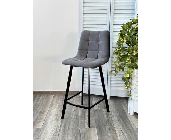 Полубарный стул CHILLI-QB SQUARE серый #27, велюр/ черный каркас (H=66cm) М-City, изображение 2 | Интернет магазин мебели и декора LifeDekor