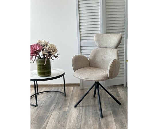 Стул VARDY 360 град.поворот. Brego-31 Бежевый, ткань/ 7525-01 Бежевый, велюр/Черный, ®DISAUR, изображение 2 | Интернет магазин мебели и декора LifeDekor