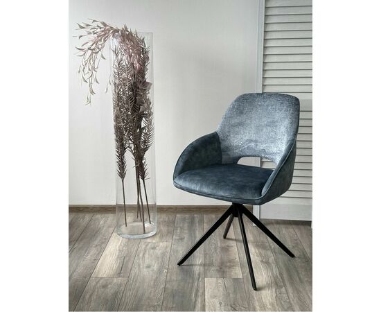 Стул BERRIES 360 град. Синий Loris-37, велюр/ темно-синий 7525-56, велюр/ черный каркас, DISAUR, изображение 4 | Интернет магазин мебели и декора LifeDekor