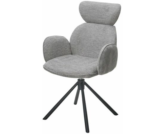 Стул VARDY 360 град.поворот. Brego-07 Серый, ткань/ 7525-180 Серый, велюр/Черный, ®DISAUR | Интернет магазин мебели и декора LifeDekor