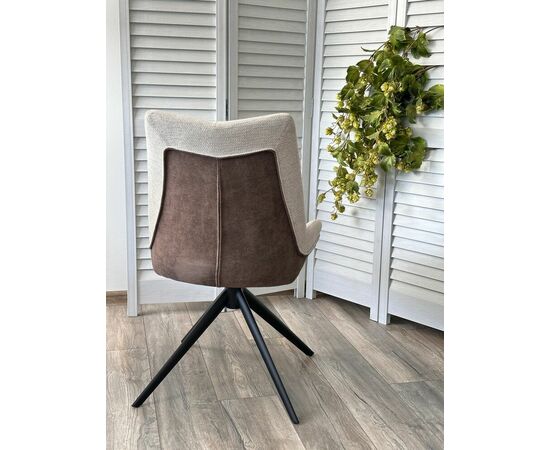 Стул OSKAR 360 град. поворот. KN01-05 Бежевый/ BZ1046-21 Коричневый/ Черный, ®DISAUR, изображение 3 | Интернет магазин мебели и декора LifeDekor