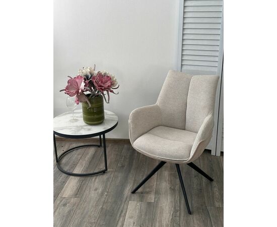 Стул PONTUS 360 град. поворот. KN01-05 Бежевый/ BZ1046-11 Бежевый/ Черный, ®DISAUR, изображение 3 | Интернет магазин мебели и декора LifeDekor