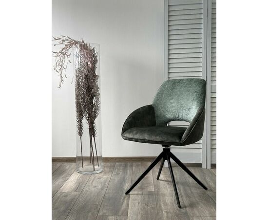 Стул BERRIES 360 град., Зеленый Loris-39, велюр/темно-зеленый 7525-156, велюр/ черный каркас, DISAUR, изображение 3 | Интернет магазин мебели и декора LifeDekor