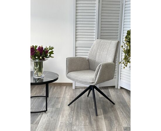 Стул YOZEF 360 град. поворот. KN01-04 Светло-серый, ткань / Черный, ®DISAUR, изображение 2 | Интернет магазин мебели и декора LifeDekor