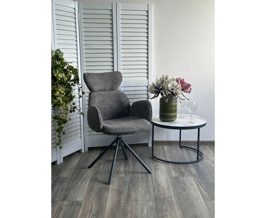 Стул VARDY 360 град.поворот. Темно-серый  букле XD841-16 / Серый, ®DISAUR, изображение 2 | Интернет магазин мебели и декора LifeDekor