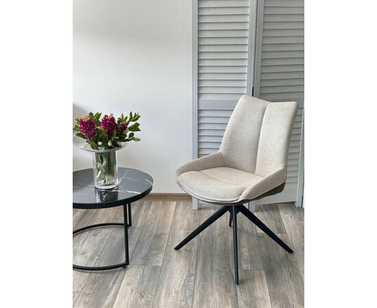 Стул OSKAR 360 град. поворот. KN01-05 Бежевый/ BZ1046-21 Коричневый/ Черный, ®DISAUR, изображение 5 | Интернет магазин мебели и декора LifeDekor