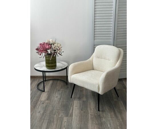 Кресло ARGOS 3018-01 белый, шенилл / черный каркас, ®DISAUR, изображение 4 | Интернет магазин мебели и декора LifeDekor