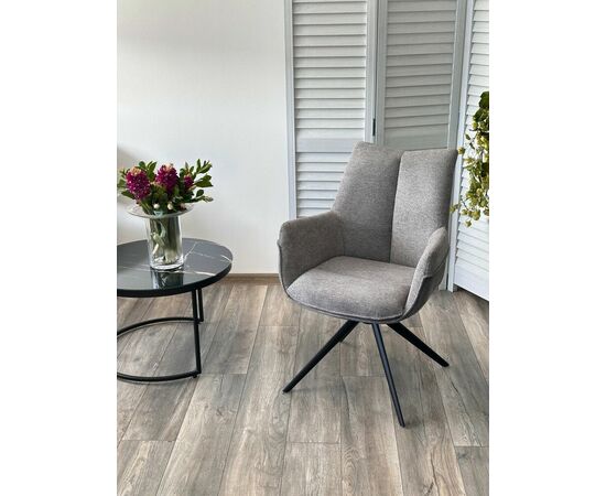 Стул PONTUS 360 град. поворот. KN01-03 Серый/ BZ1046-02 Темно-серый/ Черный, ®DISAUR, изображение 6 | Интернет магазин мебели и декора LifeDekor