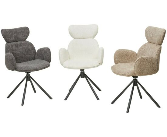 Стул VARDY 360 град.поворот. Белый букле XD841-01 / Серый, ®DISAUR, изображение 8 | Интернет магазин мебели и декора LifeDekor