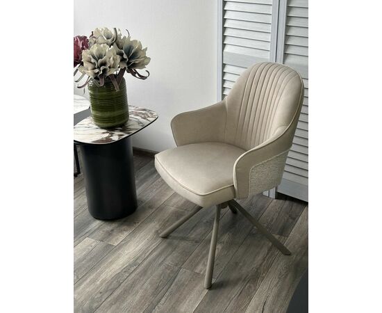 Стул RIKARD 360 град. кремовый RIELY-111 /PRESENT-120, шенилл - велюр / латте каркас, ®DISAUR, изображение 4 | Интернет магазин мебели и декора LifeDekor