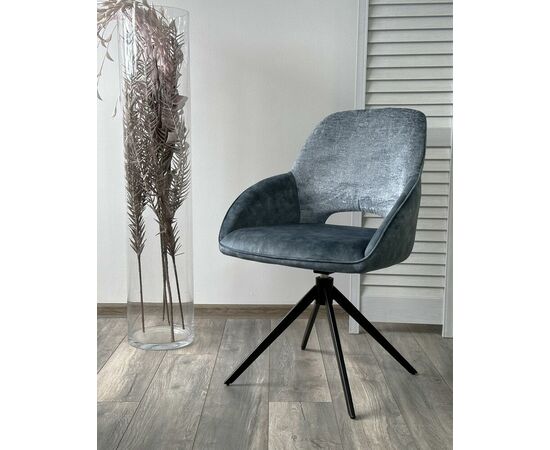 Стул BERRIES 360 град. Синий Loris-37, велюр/ темно-синий 7525-56, велюр/ черный каркас, DISAUR, изображение 3 | Интернет магазин мебели и декора LifeDekor