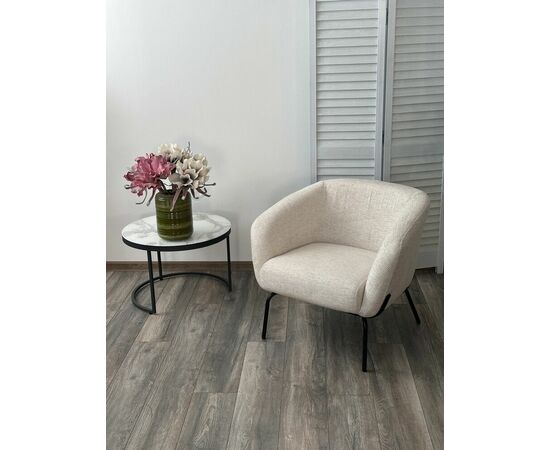 Кресло HARPER Modica-040 бежево-белый, ткань / черный каркас, ®DISAUR, изображение 4 | Интернет магазин мебели и декора LifeDekor