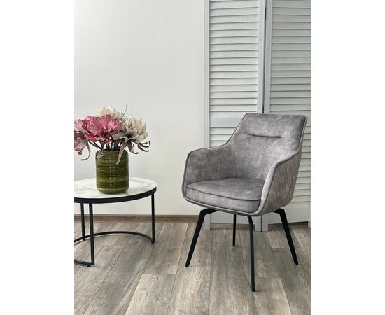 Стул RENLY 180 град. поворот. 7525-180 Серый, велюр / Черный, ®DISAUR, изображение 5 | Интернет магазин мебели и декора LifeDekor