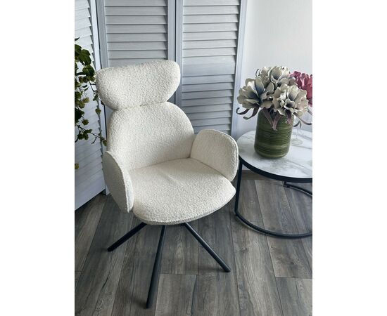 Стул VARDY 360 град.поворот. Белый букле XD841-01 / Серый, ®DISAUR, изображение 3 | Интернет магазин мебели и декора LifeDekor