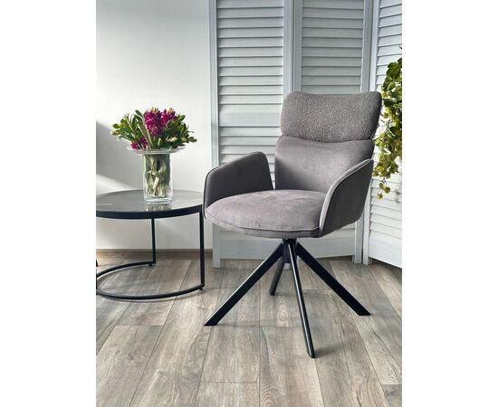 Стул TRIS 360 град. поворот с возвратом, Davis Nowo 92 серый, букле /Point 90 серый/ Черный, ®DISAUR, изображение 2 | Интернет магазин мебели и декора LifeDekor